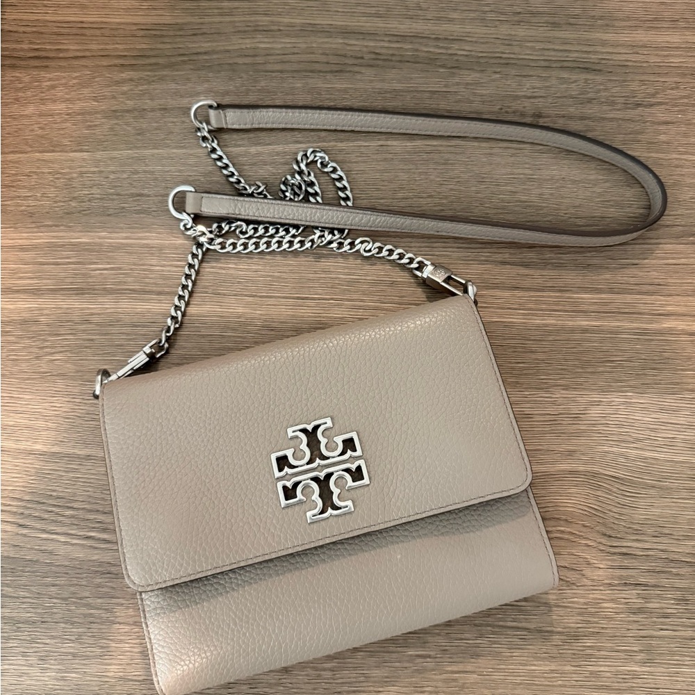 Tory Burch Taupe Leather Crossbody Bag